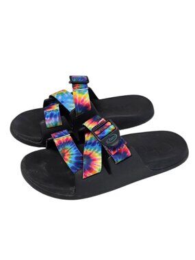 Chaco Chillos Tie Dye Slide Sandals, Multi Colour, Slip On, Womens Size 8